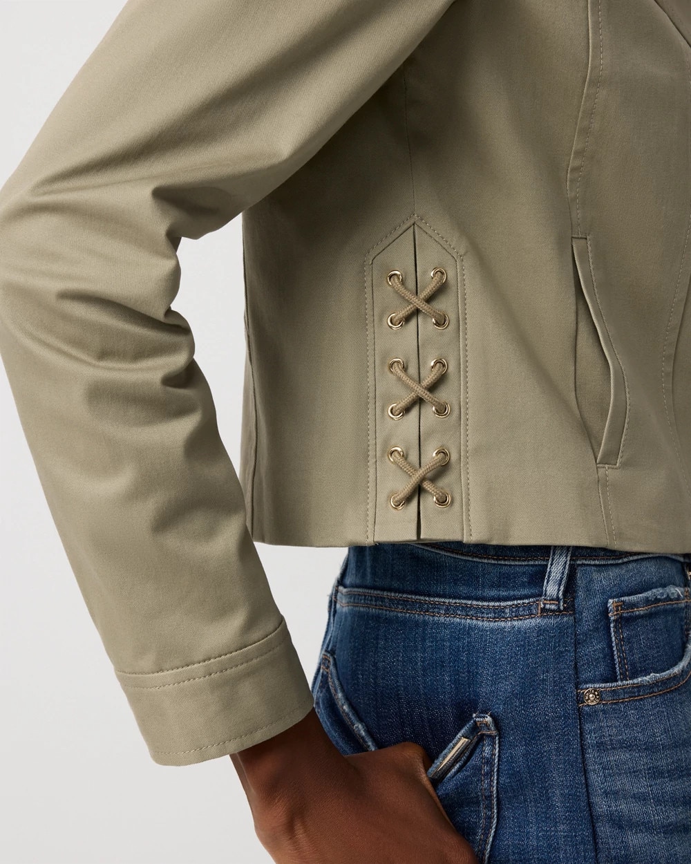 Cotton-Stretch Moto Jacket