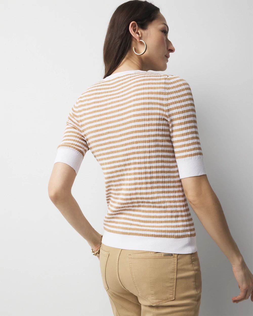 Elbow-Sleeve Henley Sweater click to view larger image.