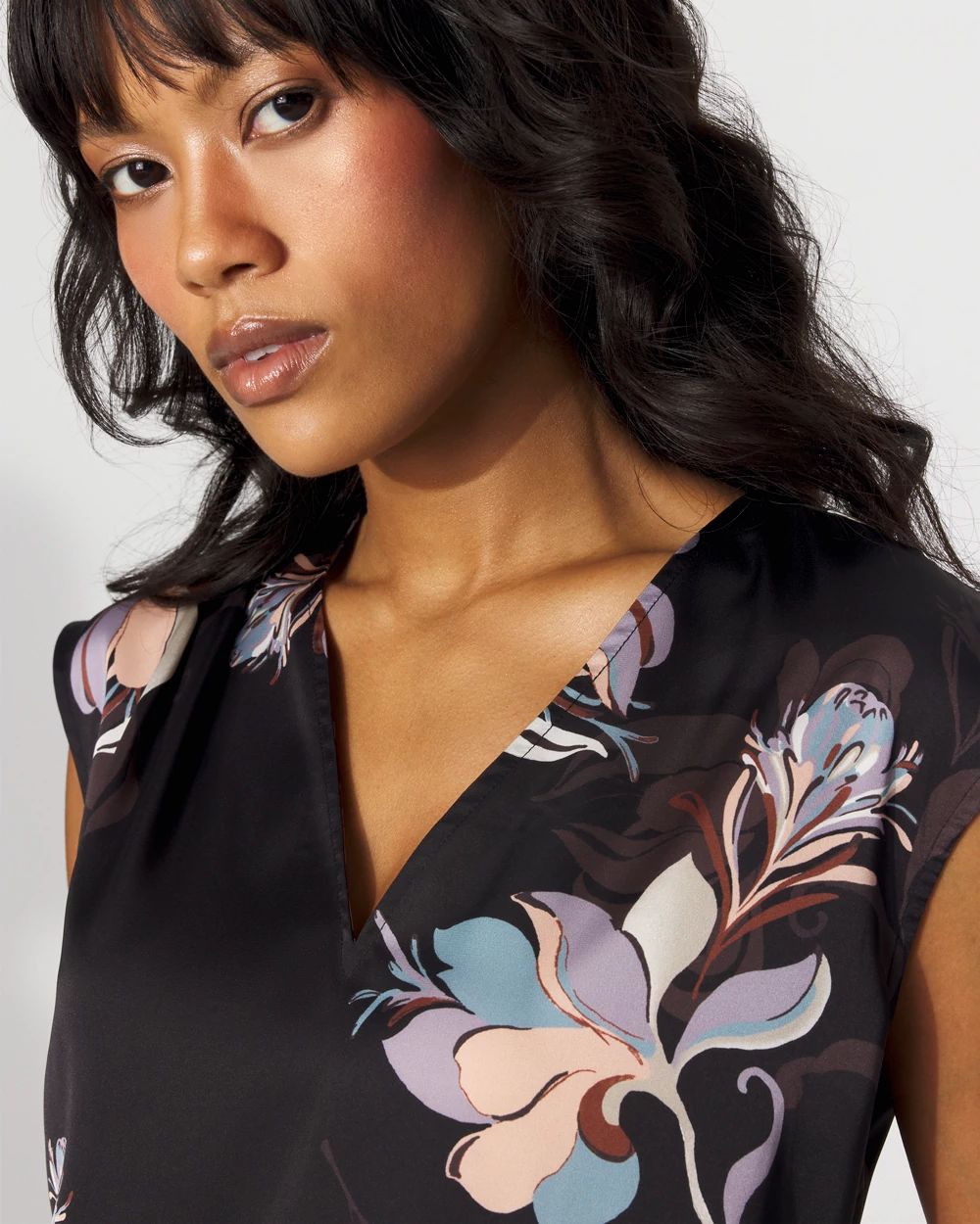 Satin V-Neck Shell