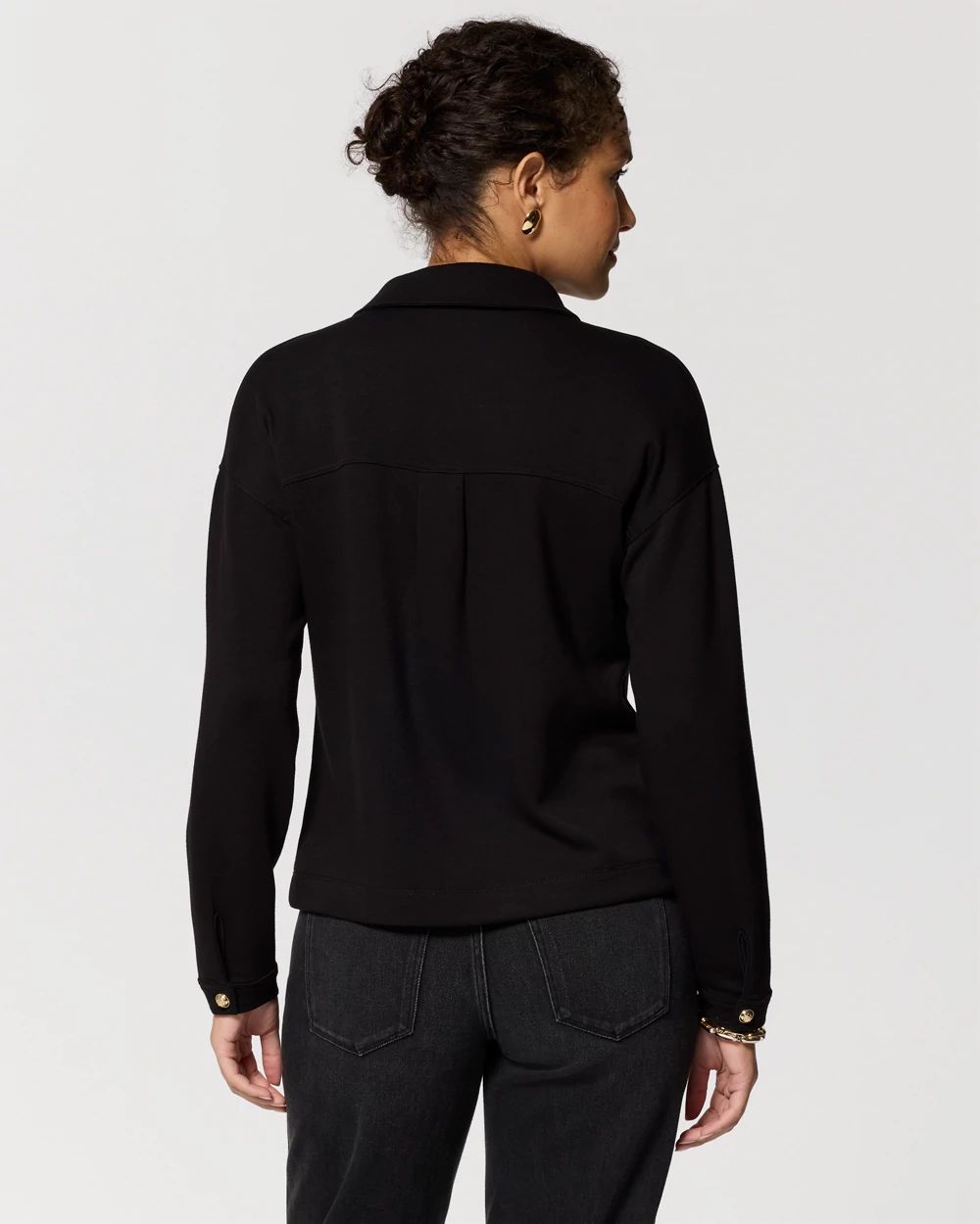 Collared Long Sleeve Henley Top click to view larger image.