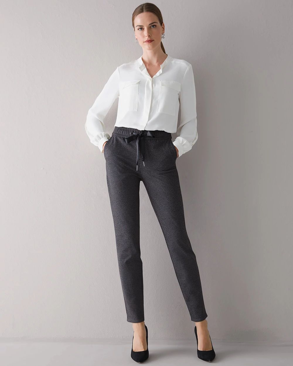 Knit Herringbone Pants