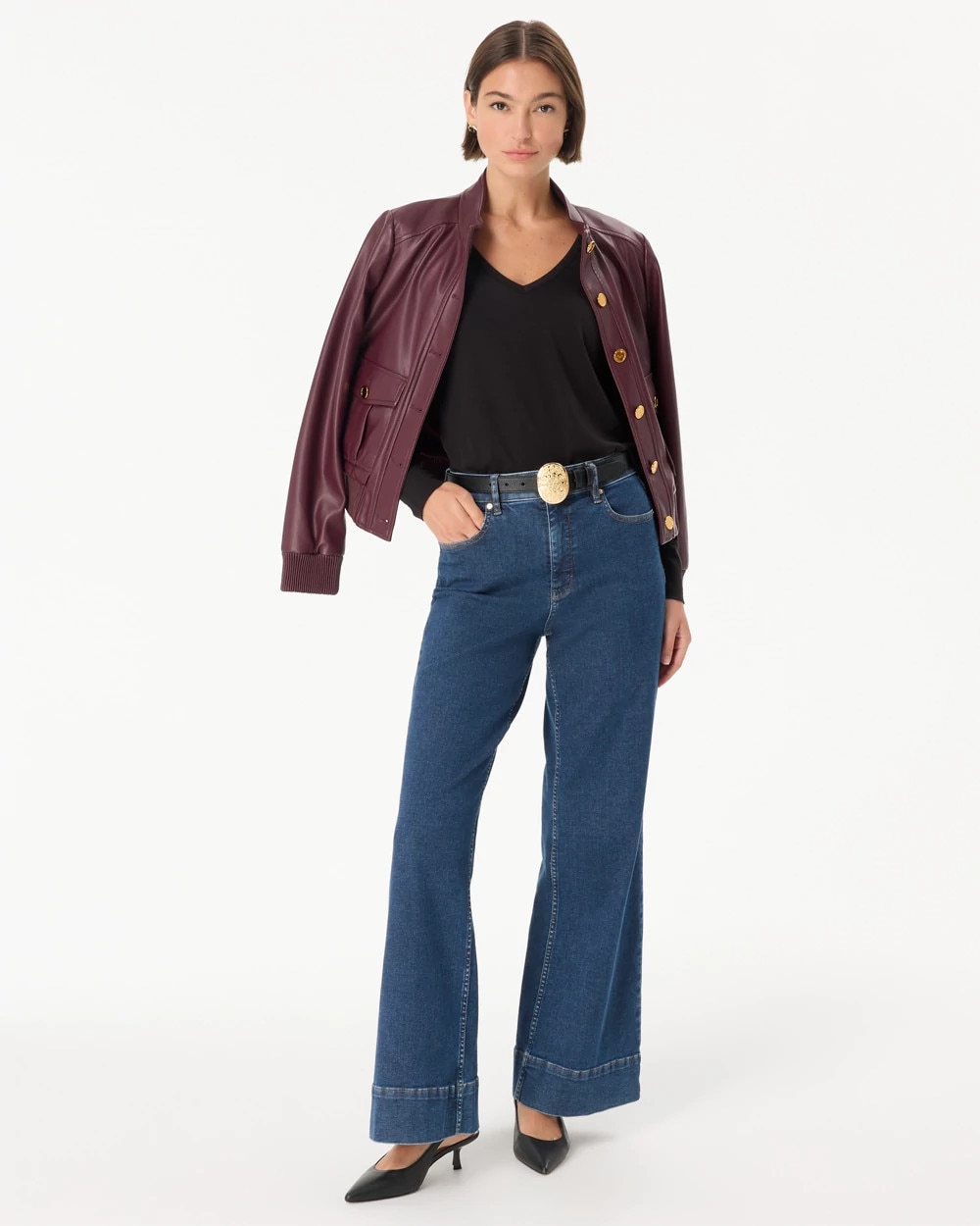 Blouson Sleeve V-neck Top