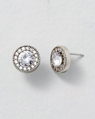 Silvertone Crystal Stud Earrings