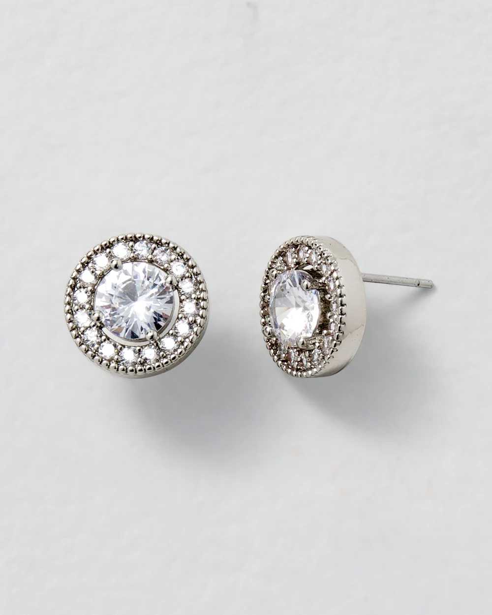 Silvertone Crystal Stud Earrings click to view larger image.