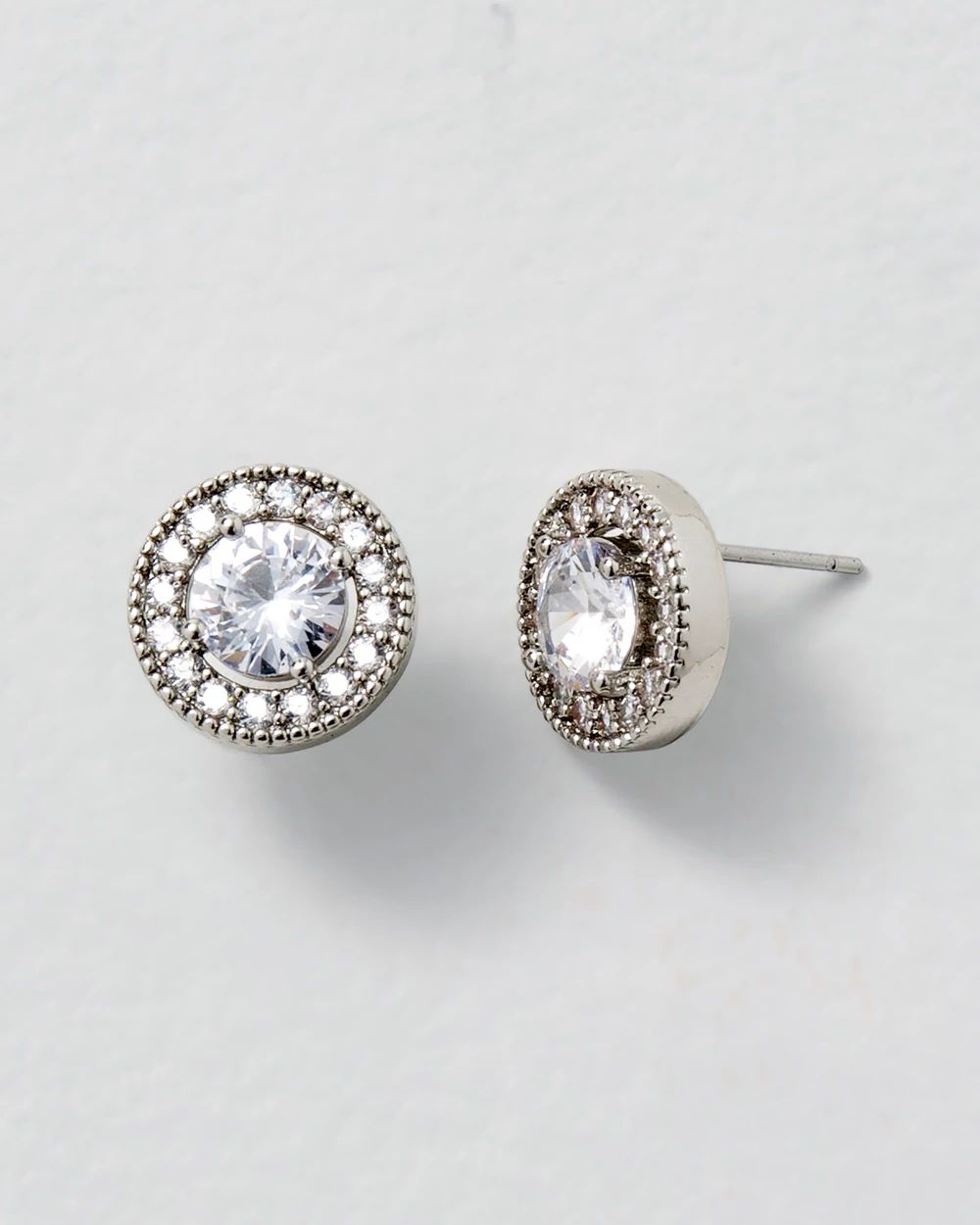 Silvertone Crystal Stud Earrings
