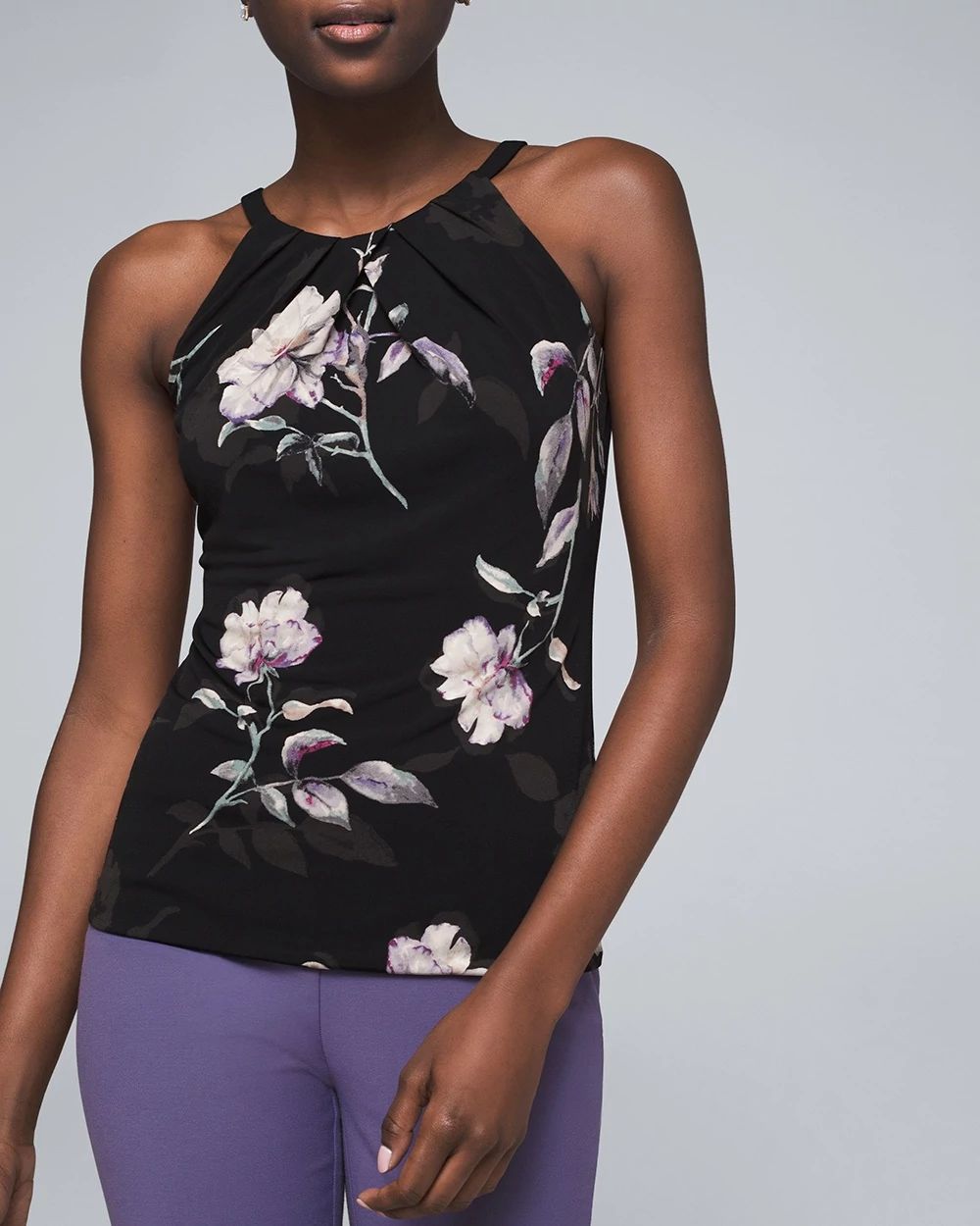 Abstract Floral-Print Sleeveless Top