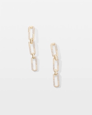 Gold Pave Chain Link Drop Earrings