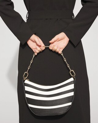 Black + White Crescent Shoulder Bag