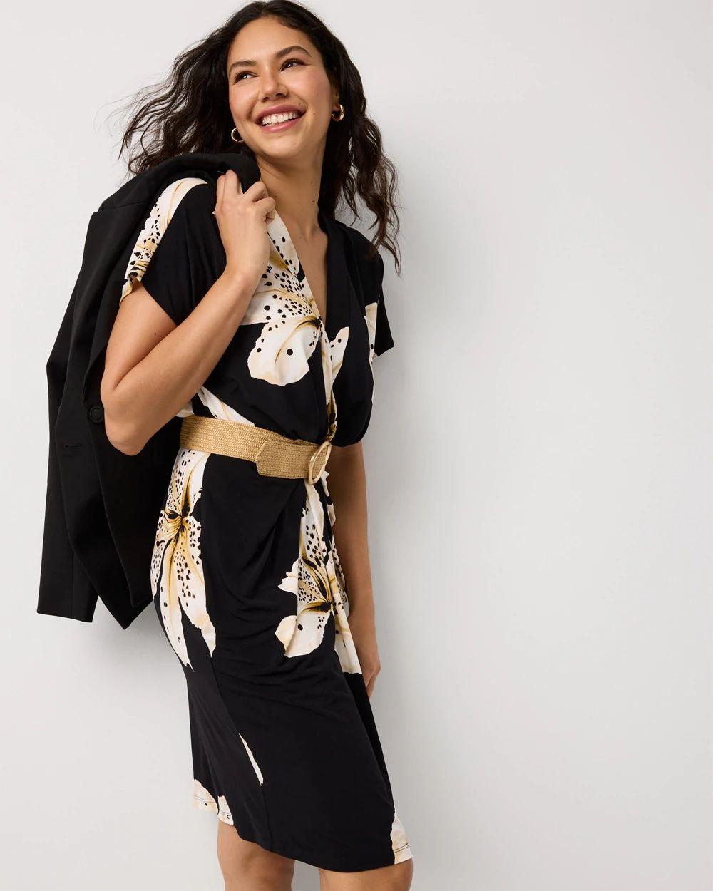 Petite Matte-Jersey Twist Front Dress