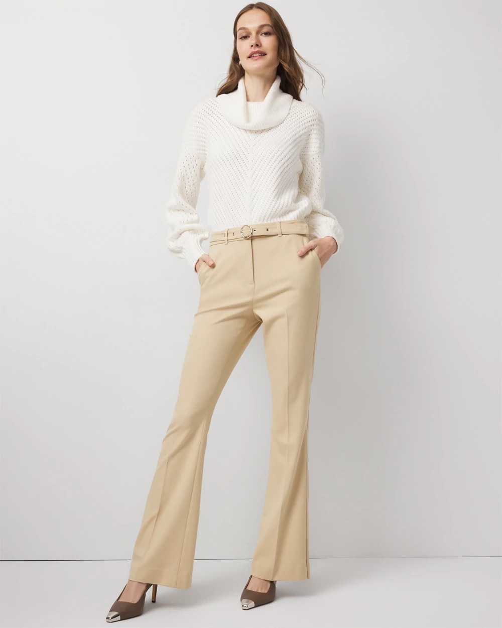 White House Black Market Petite Mid-rise Piper Flare Pants In Brown
