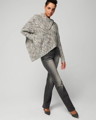 Zip Neck Marled Poncho