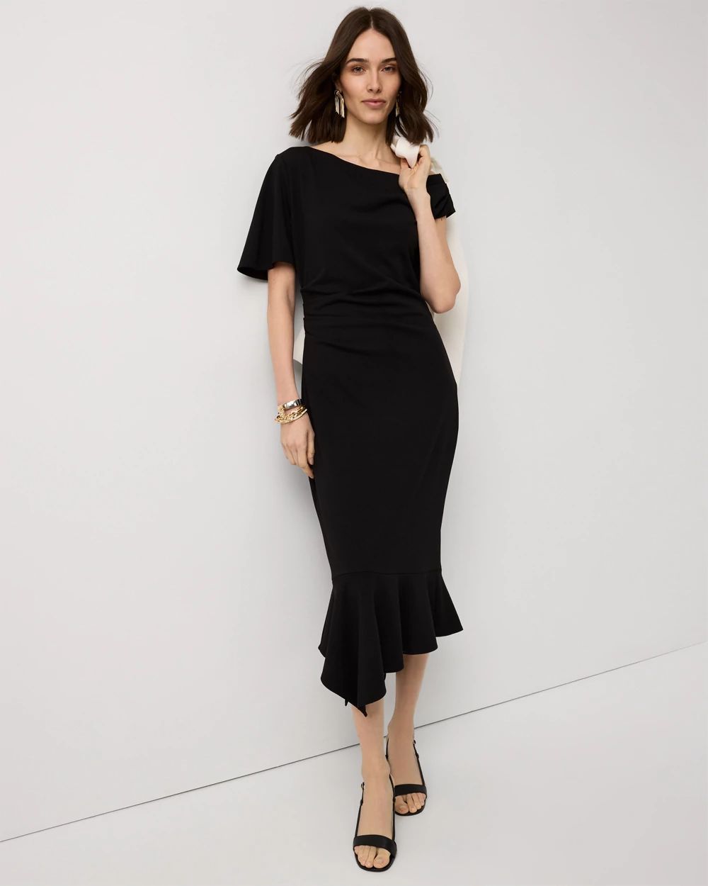 Petite Off-The-Shoulder Mermaid Midi Dress