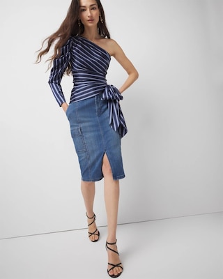 One-Shoulder Satin Blouse click to view larger image.
