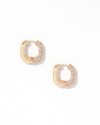 Gold + Pave Square Hoop Earrings click to view larger image.