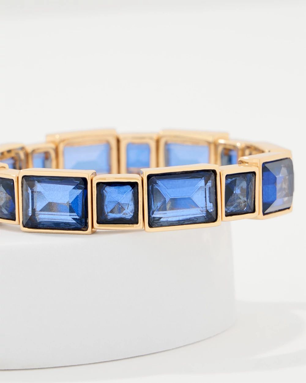 Dark Blue Glass Stone Stretch Bracelet click to view larger image.