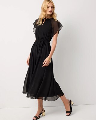 Chain + Keyhole Detail Midi Dress