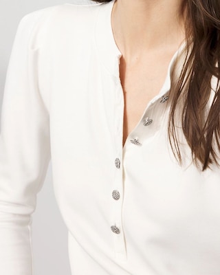 Puff Sleeve Henley Top click to view larger image.