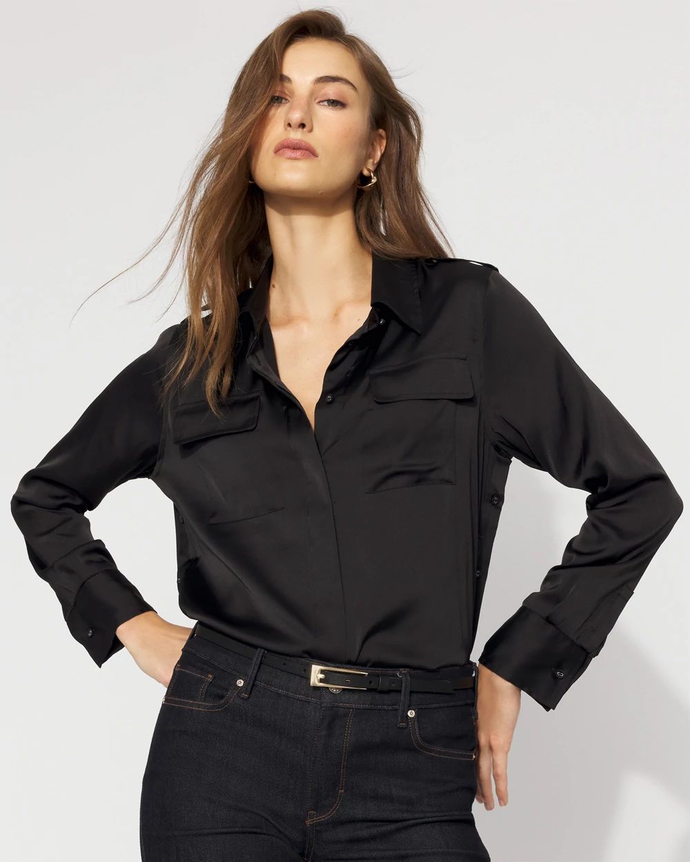 Relaxed Utility Satin Shirt