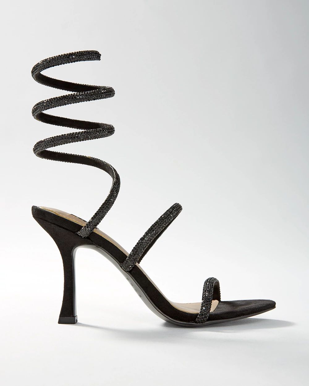 Black Embellished Wrap High Heel Sandals