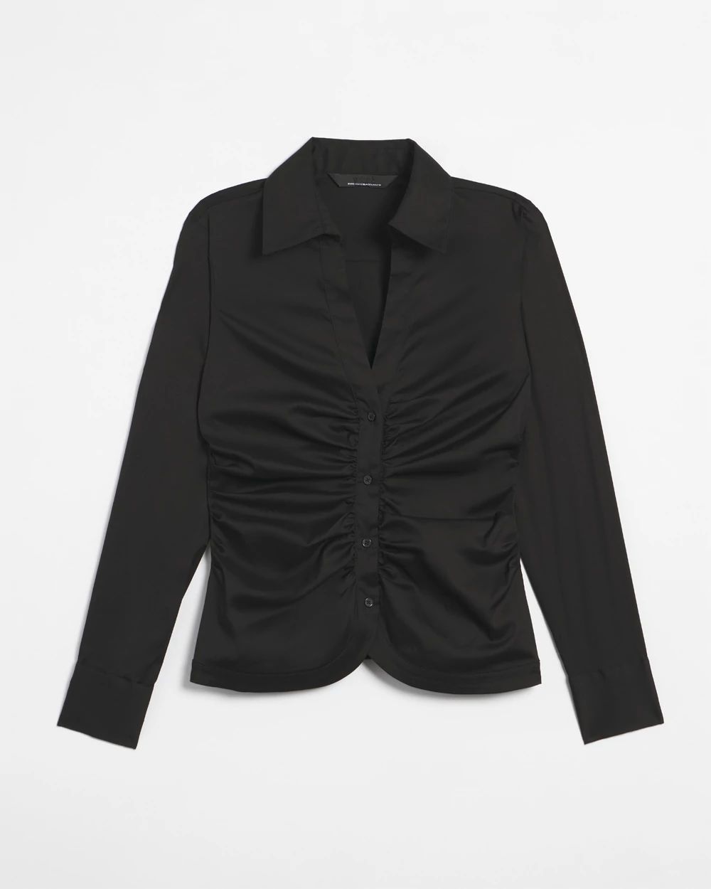 Long Sleeve Ruched Waist Poplin