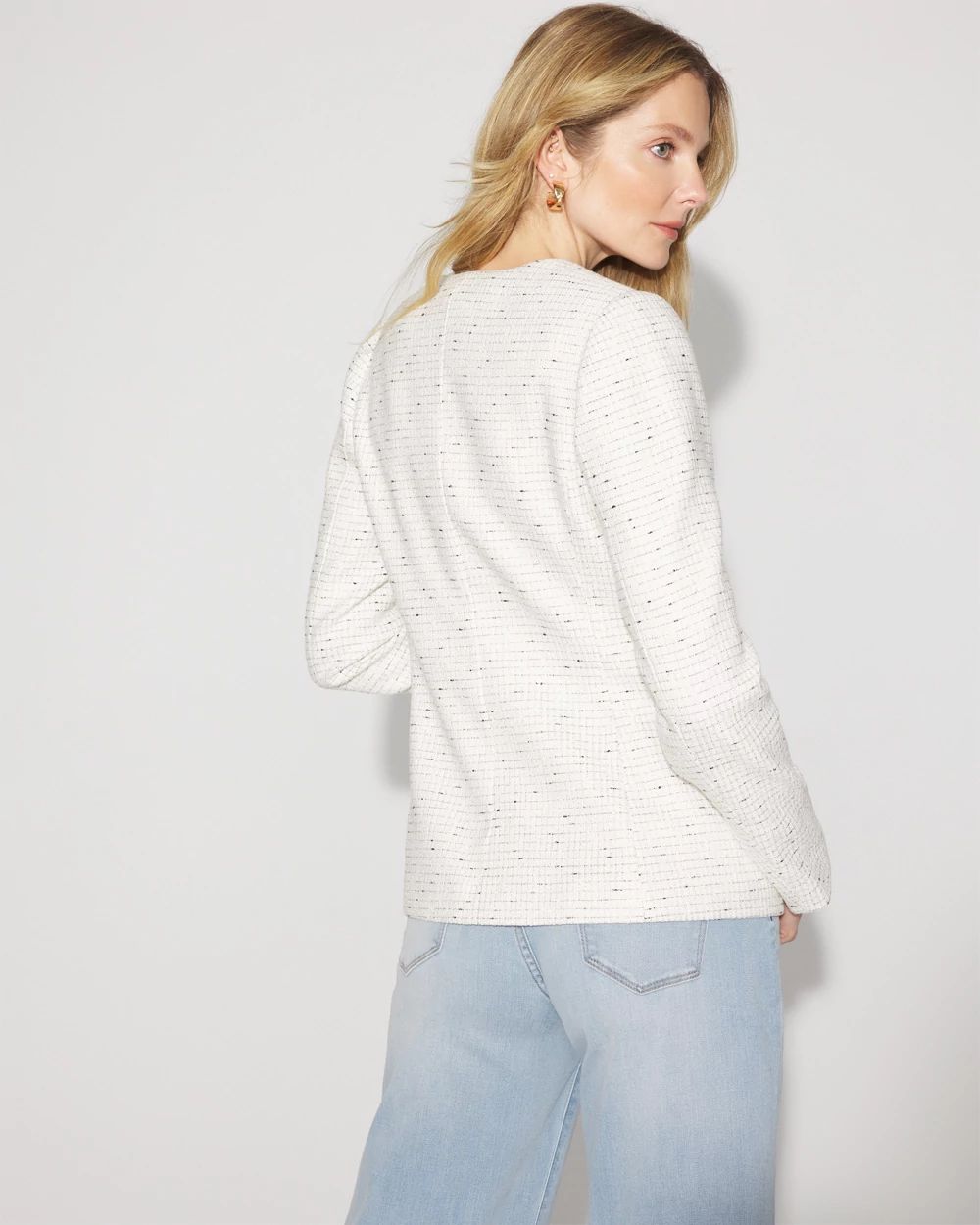 Scoop Neck Tweed Blazer