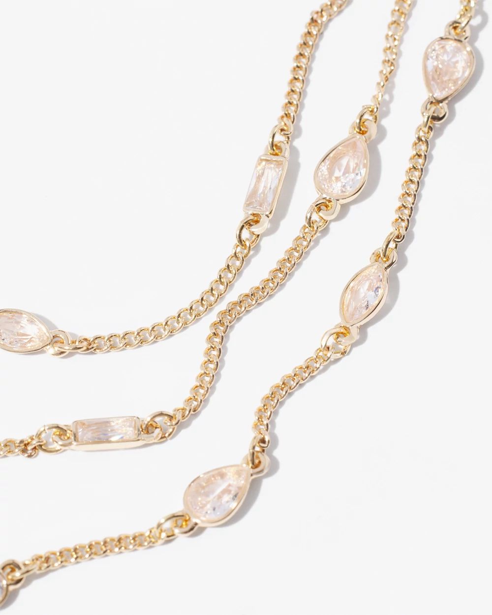 Gold Convertible Bezel Multiple Strand Necklace click to view larger image.