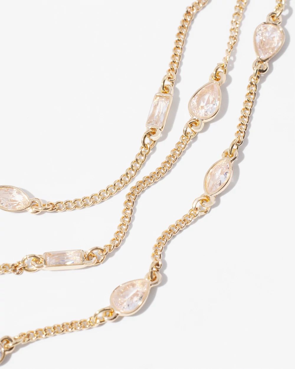Gold Convertible Bezel Multiple Strand Necklace