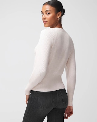 Pleated Shoulder V-Neck Pullover click to view larger image.