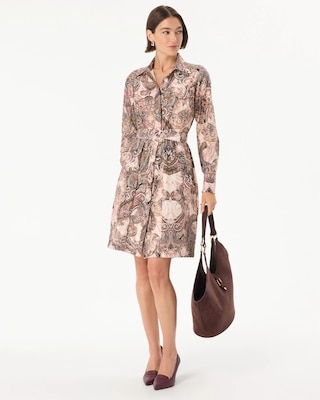 Petite Belted Button Front Shirt Dress click to view larger image.