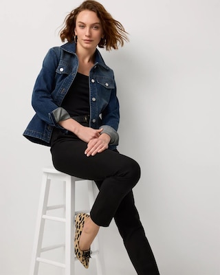 Pleated Denim Trucker Jacket click to view larger image.