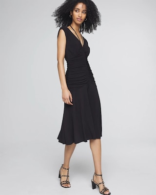 Ruched Tie-Shoulder Midi Dress click to view larger image.