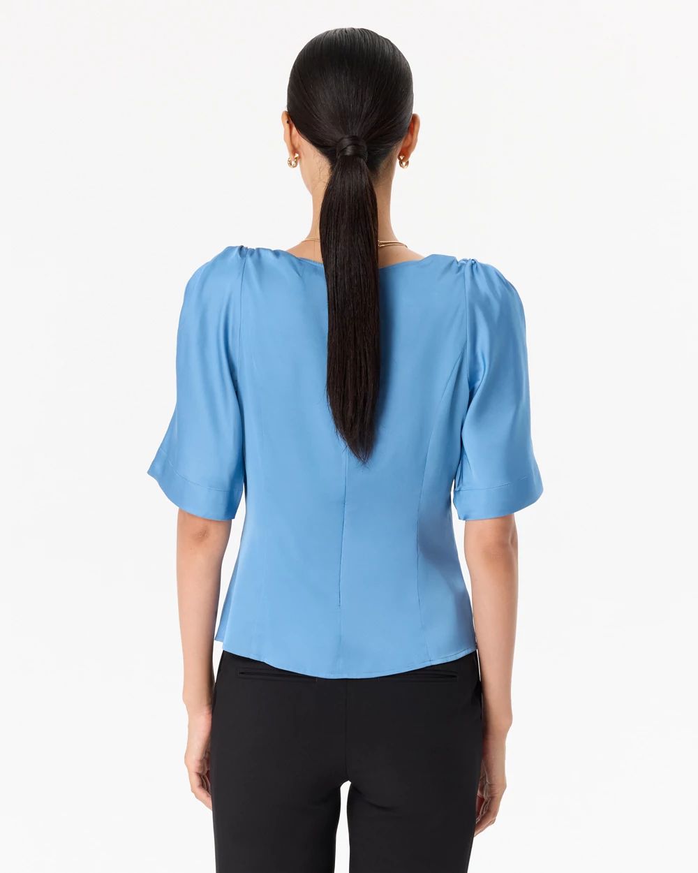Satin Twist-Shoulder Top click to view larger image.