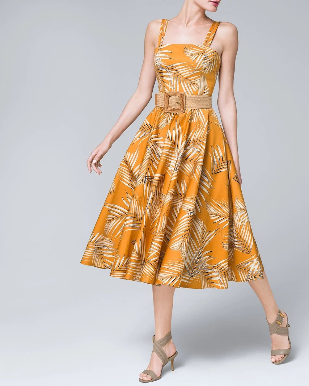 Palm-Print Midi Dress