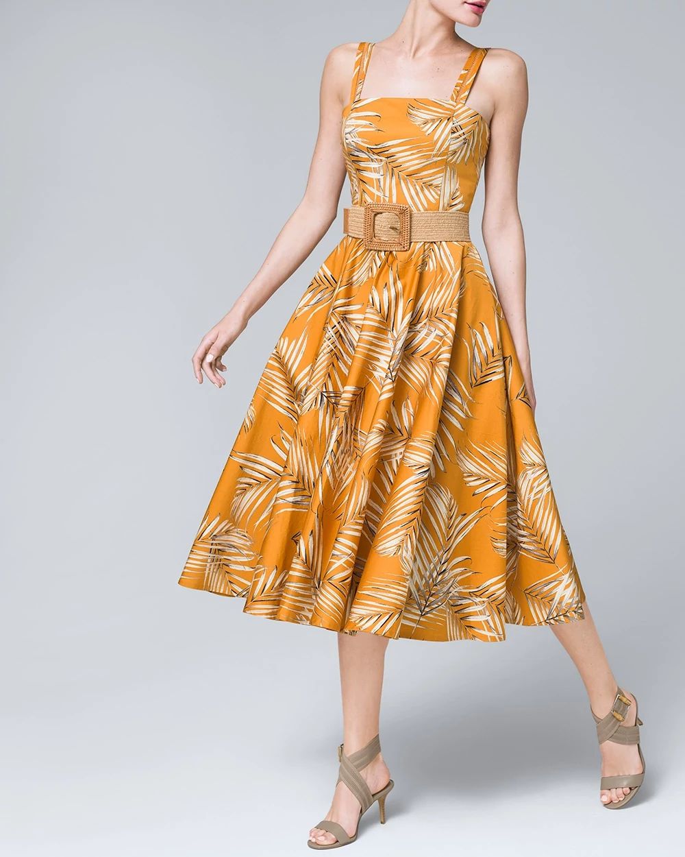Palm Print Midi Dress