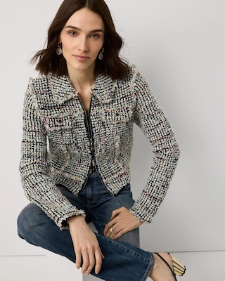 Shimmery Tweed Sweater Jacket click to view larger image.