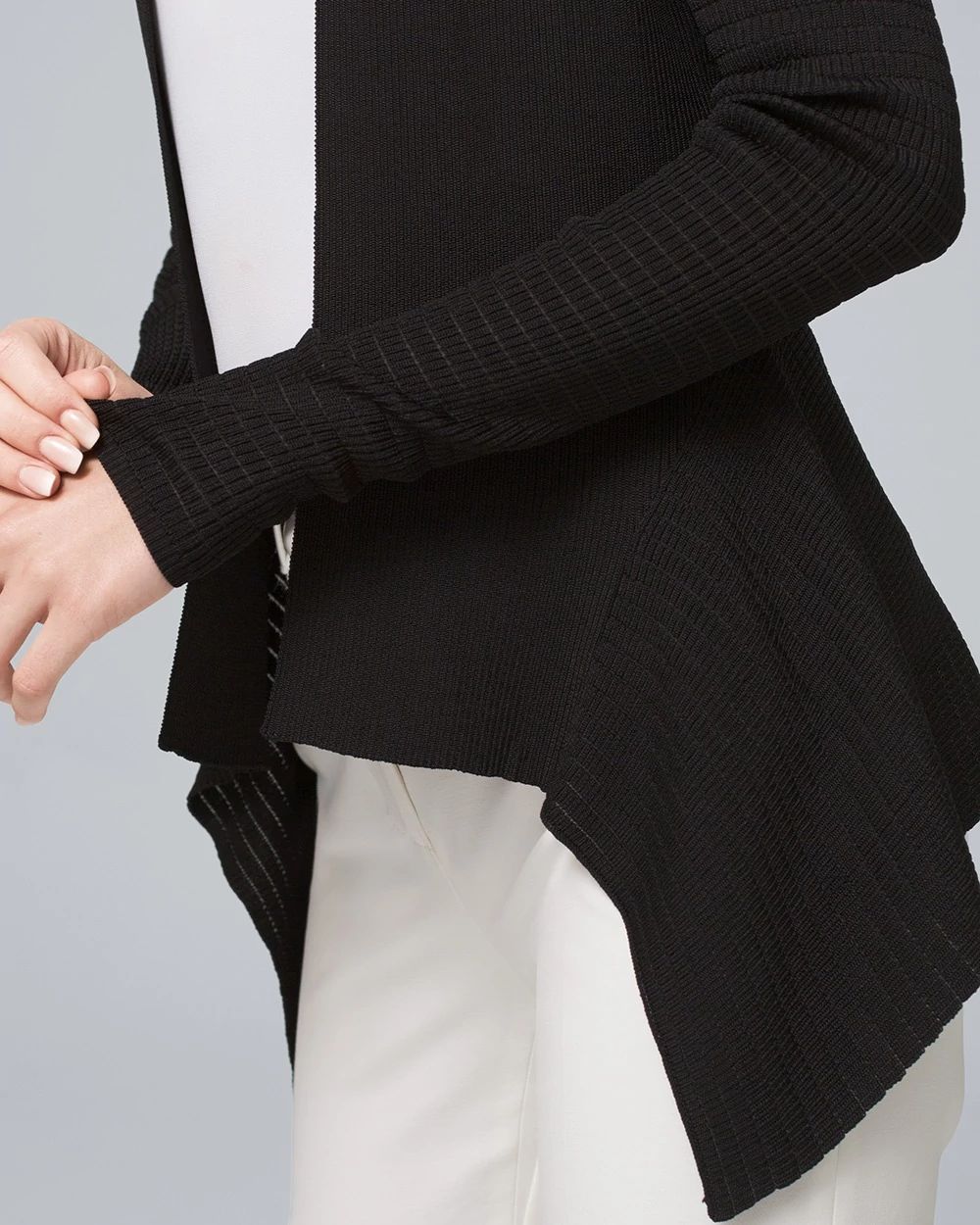 POINTELLE DRAPED CARDIGAN