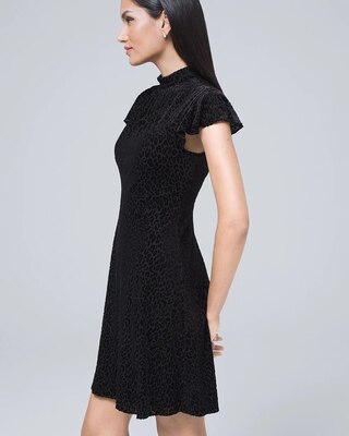 Adrianna Papell Leopard-Jacquard Black A-Line Dress