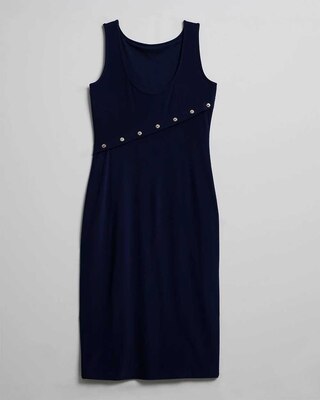 Sleeveless Matte Jersey Diagonal Placket Midi Dress click to view larger image.