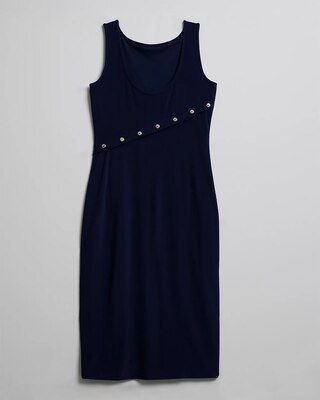 Sleeveless Matte Jersey Diagonal Placket Midi Dress