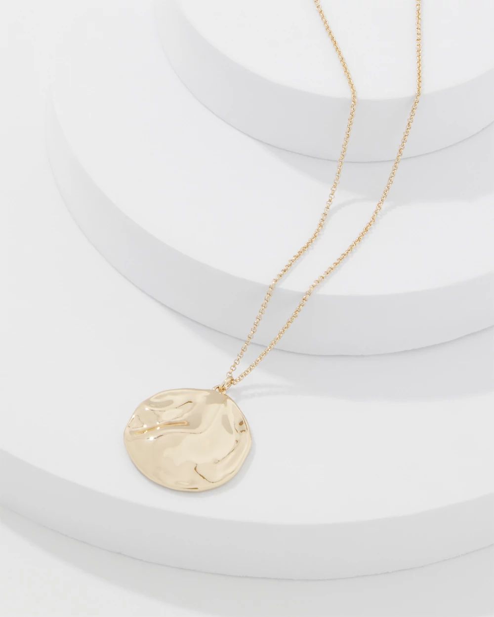 Gold Hammered Disc Pendant