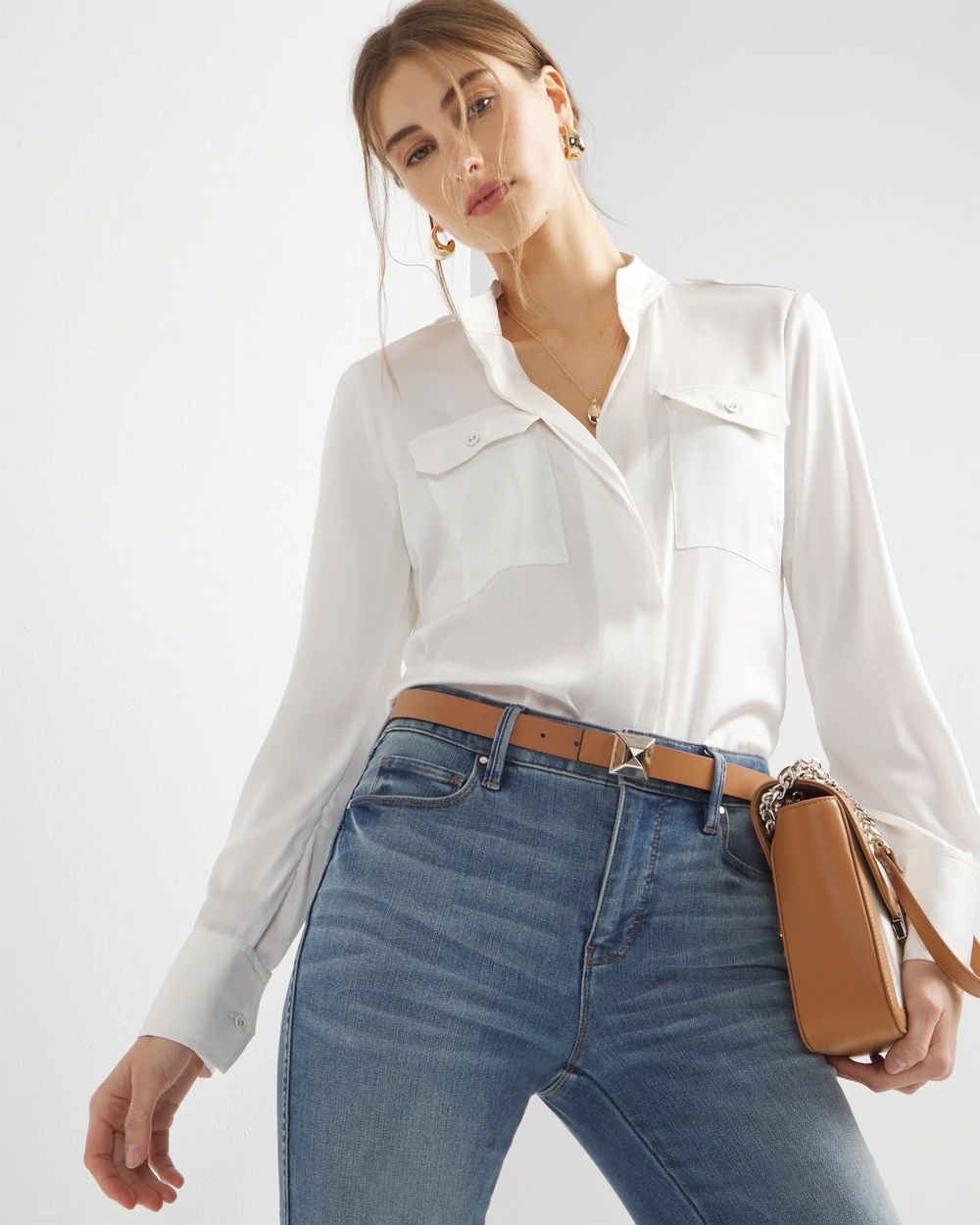 Long Sleeve Collar Pocket Shirt