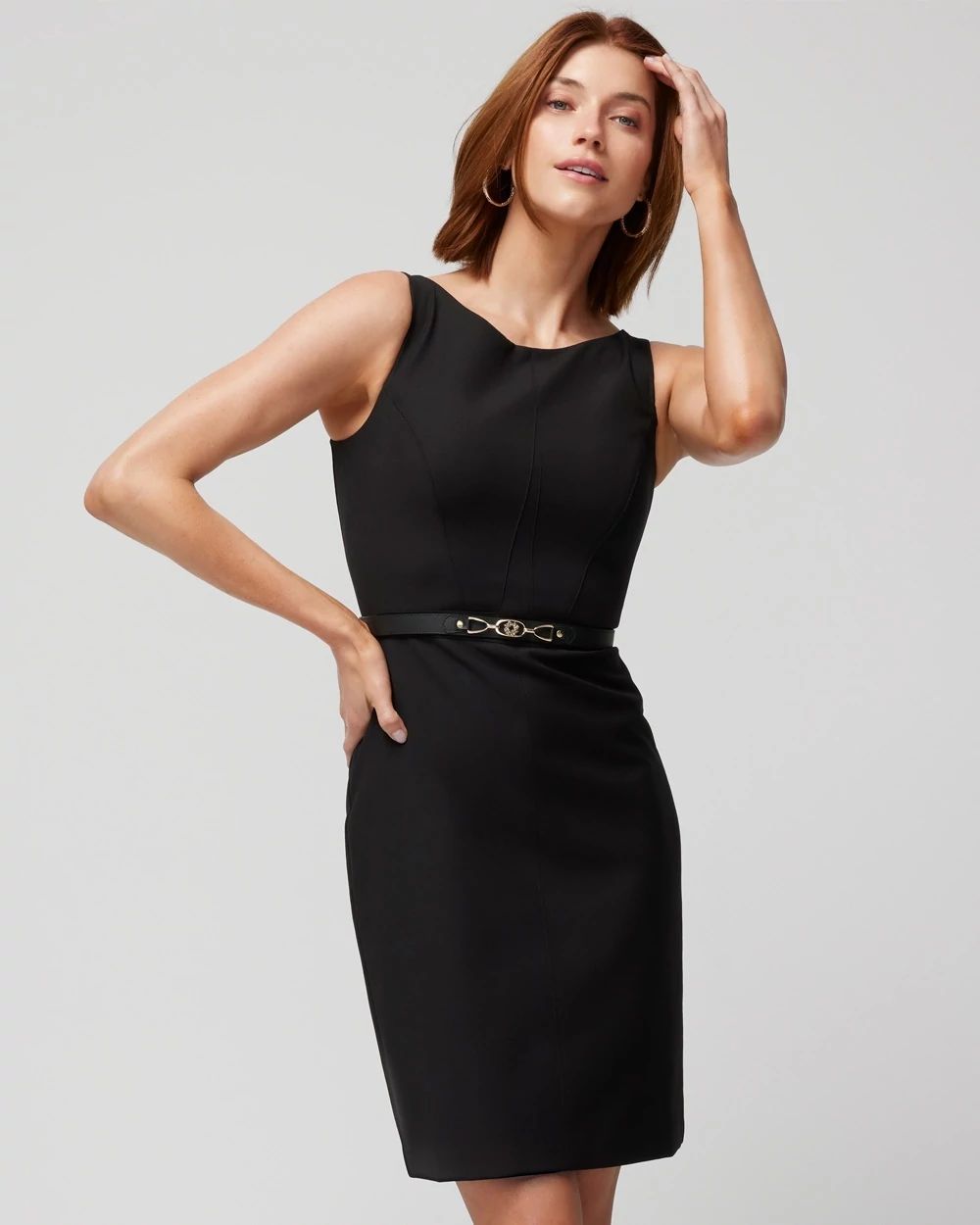 Petite Sleeveless Boatneck Sheath Dress