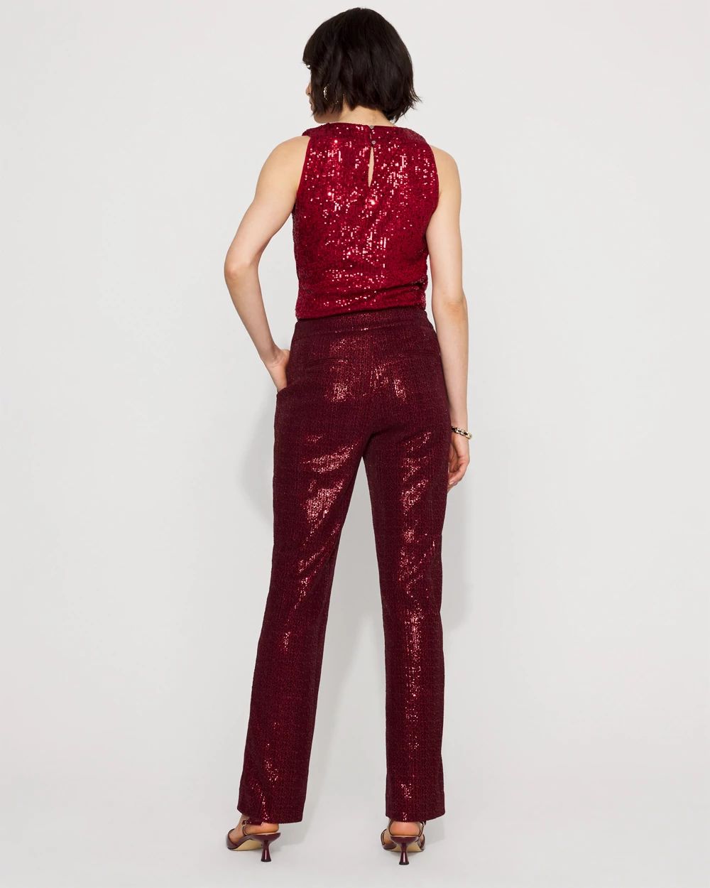 Petite Zoey Sequin Velvet Straight Pant