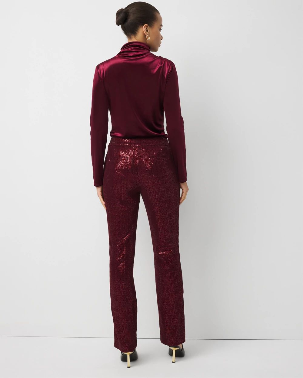 Petite Zoey Sequin Velvet Straight Pant