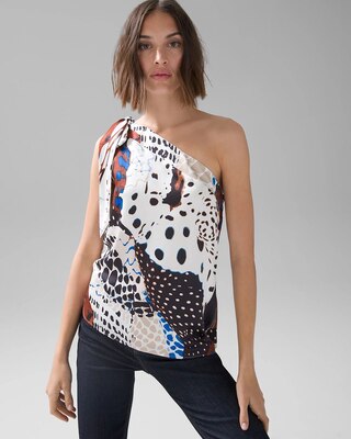One-Shoulder Satin Blouse