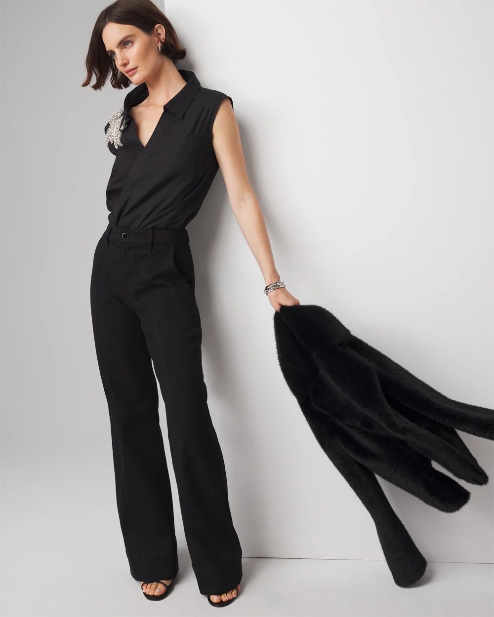 Embellished Poplin Surplice Shirt click to view larger image.