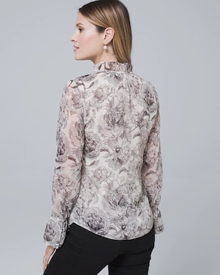 Ruffle-Trim Floral Blouse click to view larger image.