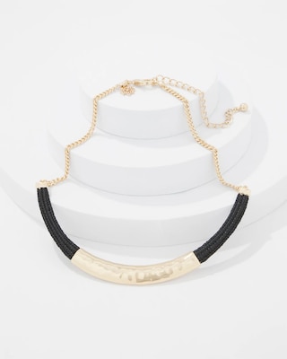 Gold + Black Raffia Collar click to view larger image.