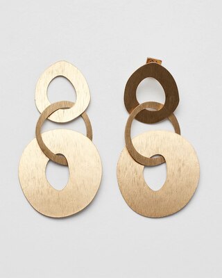 Goldtone Brushed Disc Drop Earrings