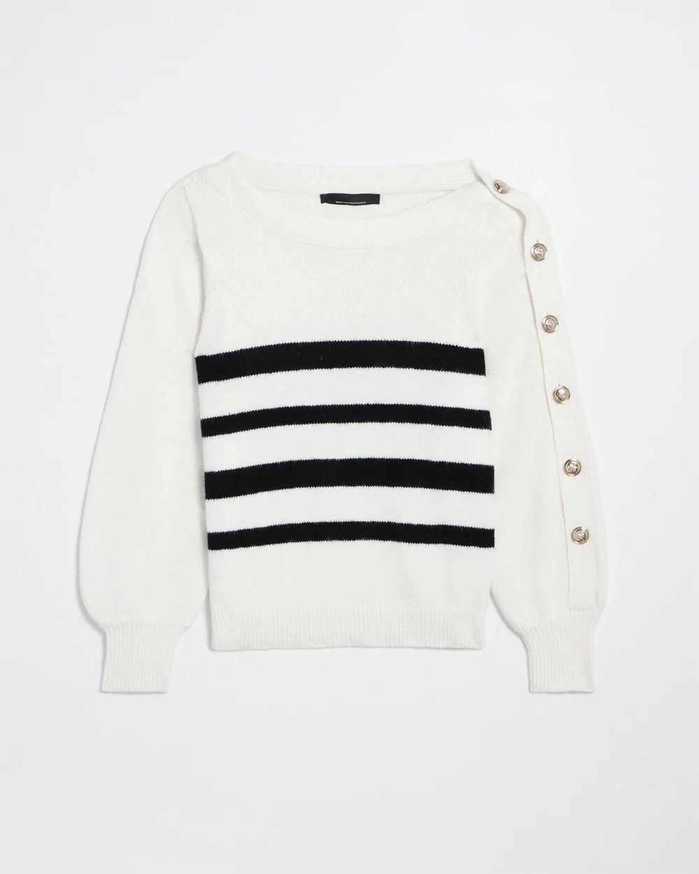Stripe Asymmetrical Button Pullover Sweater